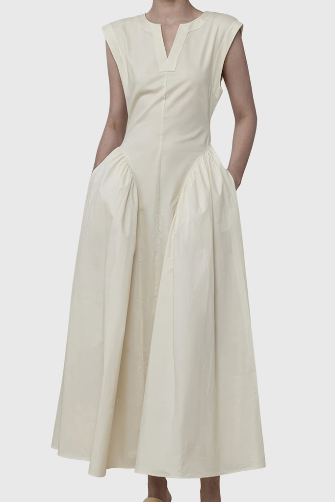 Maxi šaty s rovnými rameny - bílé