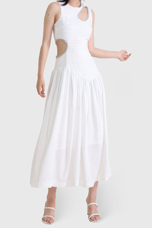 Vestido Midi com recortes - Branco