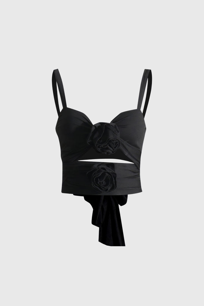 2-Piece Set with Flowers - Black