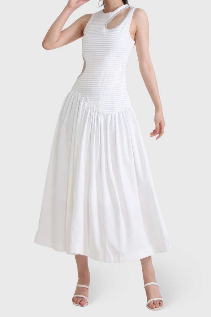 Robe midi avec découpes - Blanc