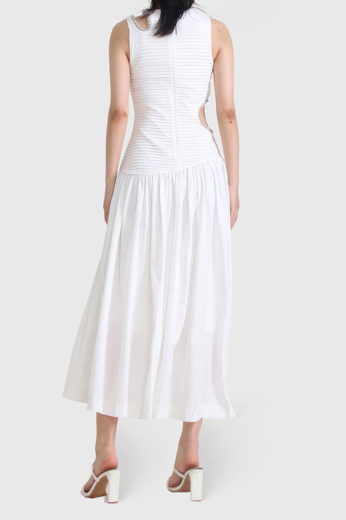 Sukienka midi z wycięciami - biała