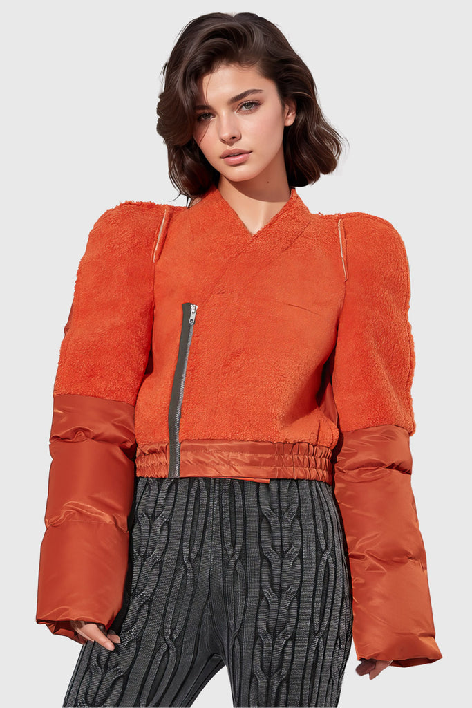 Krátká bunda Puffer Jacket - oranžová