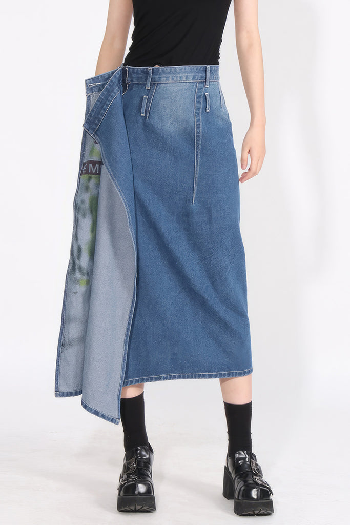 2 in 1 Denim Midi Skirt - Blue – Monvess