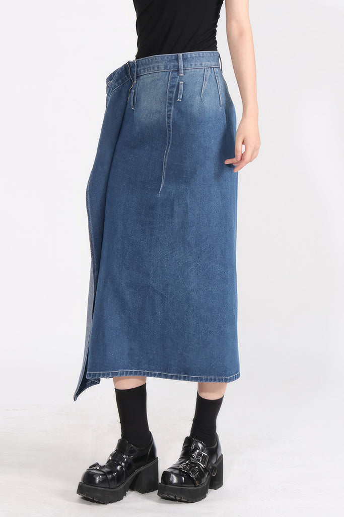 Jupe midi en denim 2 en 1 - Bleu