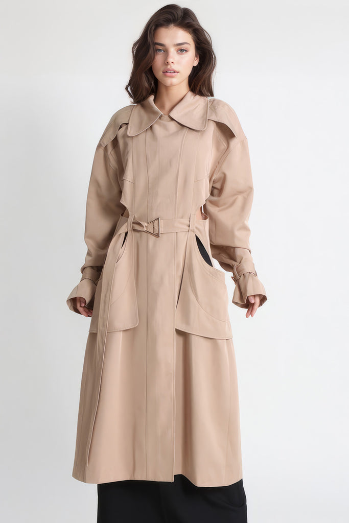 Trenchcoat met taillesnit - Bruin