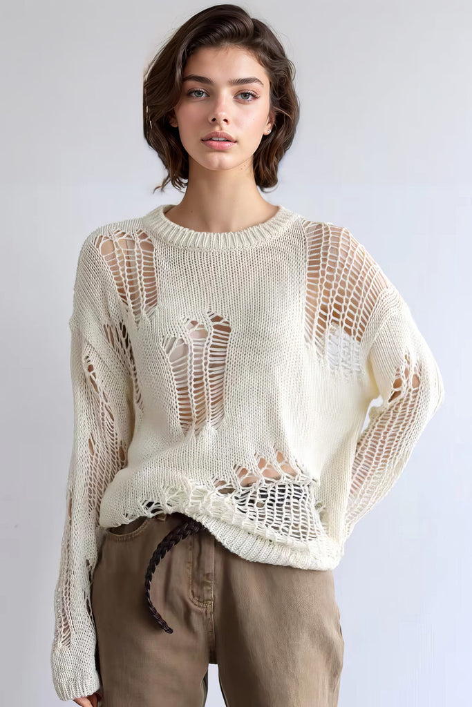 Pull à maille ouverte - Beige