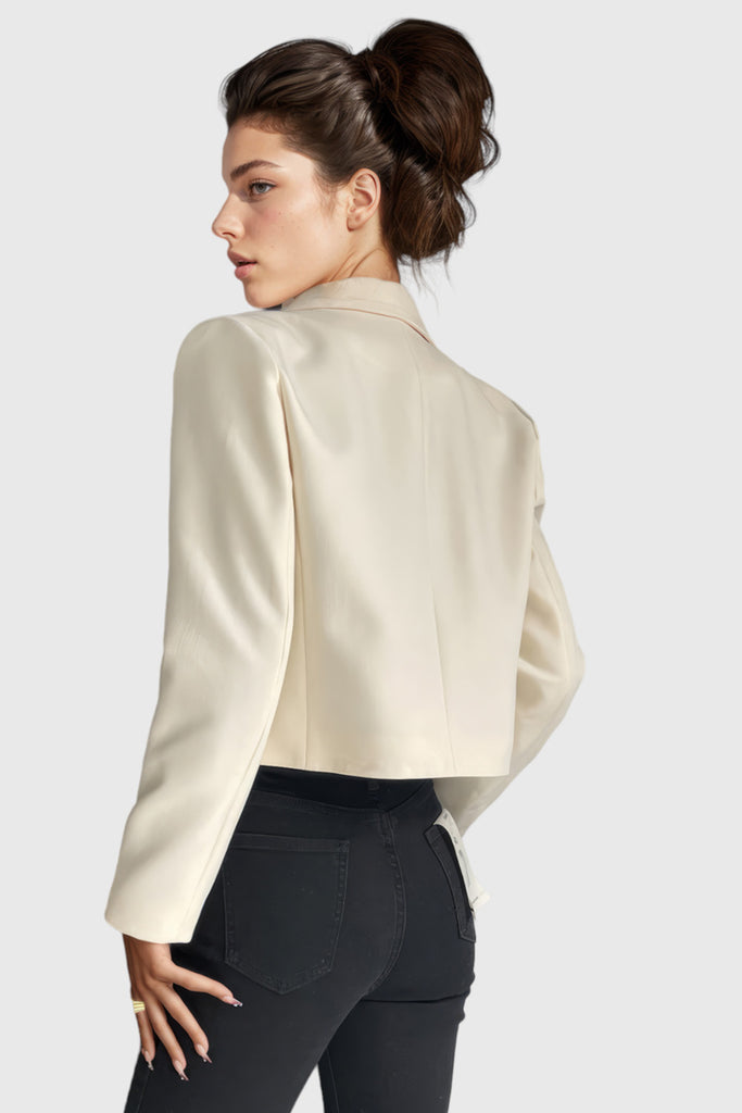 Kort blazer med guldknappar - Beige