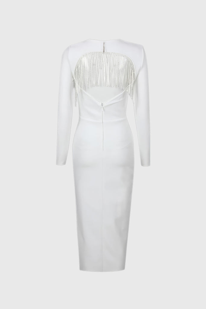 Midi-jurk met uitsnijding en split aan de voorkant - Wit