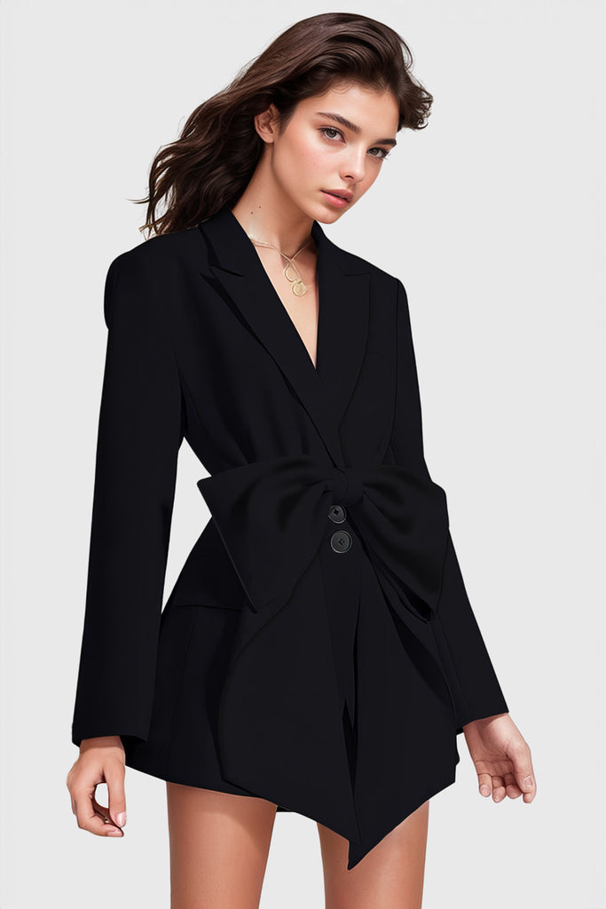 Robe blazer à rubans - Noir