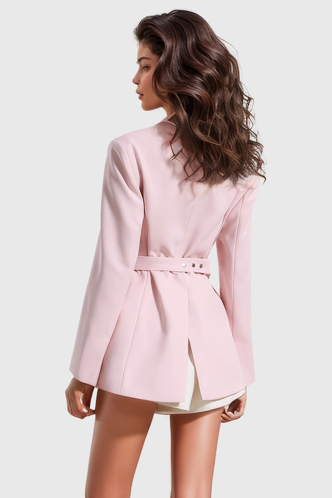 Blazer-kjole med bånd - lyserød