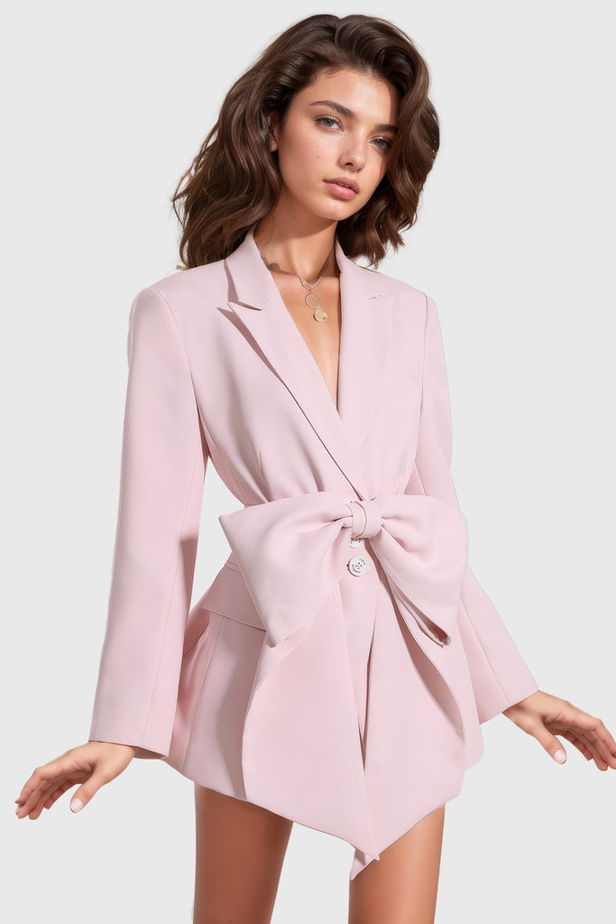 Blazer-kjole med bånd - lyserød
